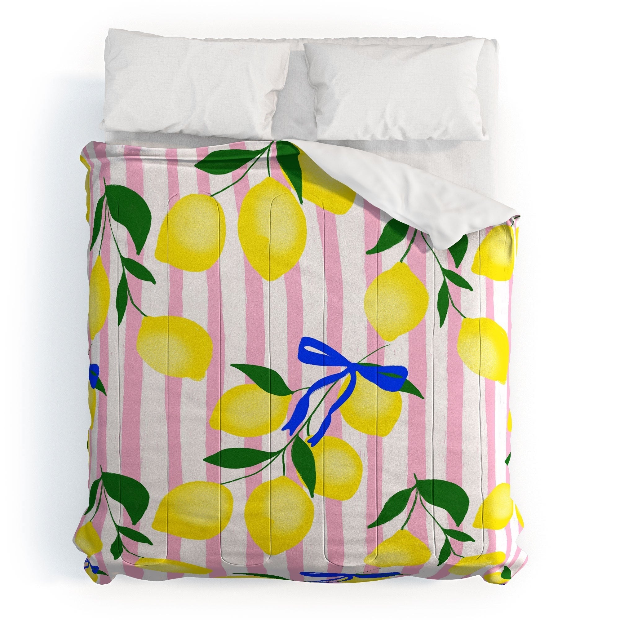 Design by Spark Zesty Lemons and Stripes Comforter