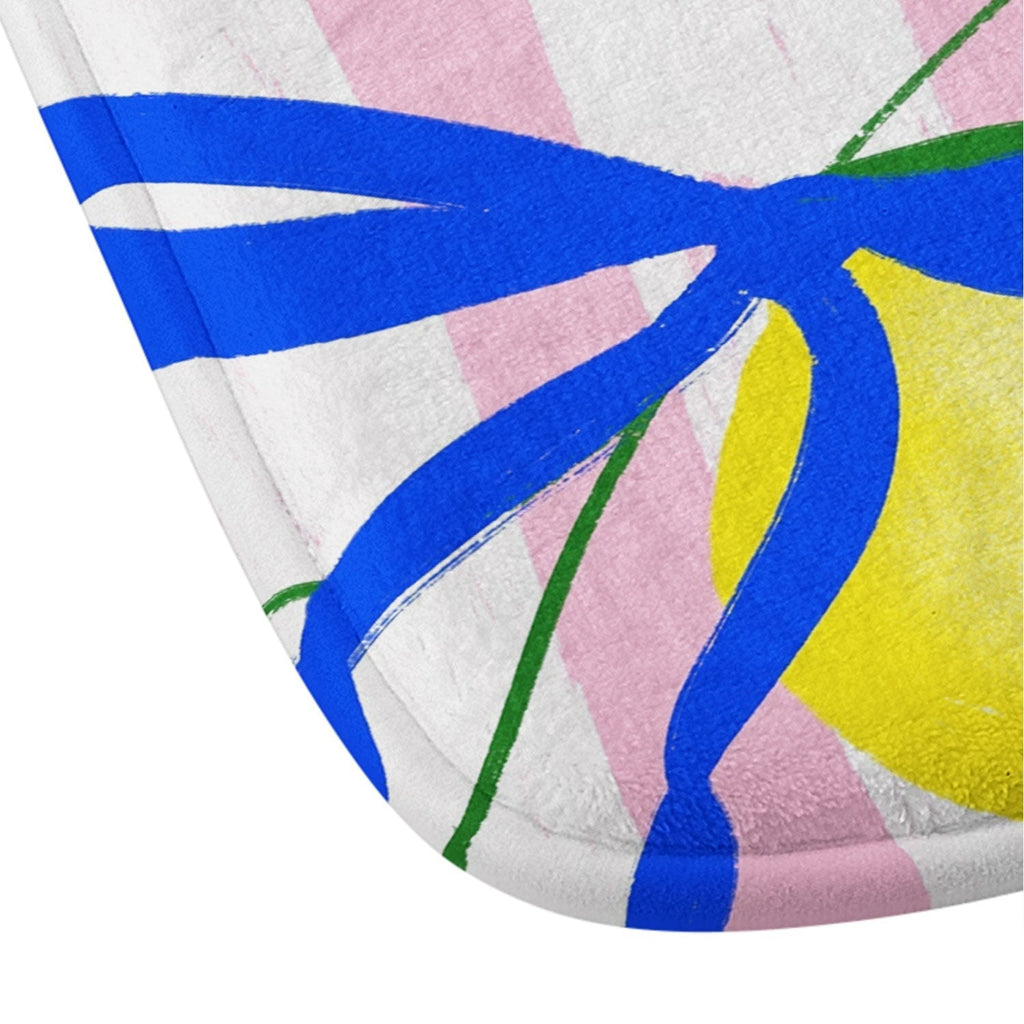 Design by Spark Zesty Lemons and Stripes Memory Foam Bath Mat