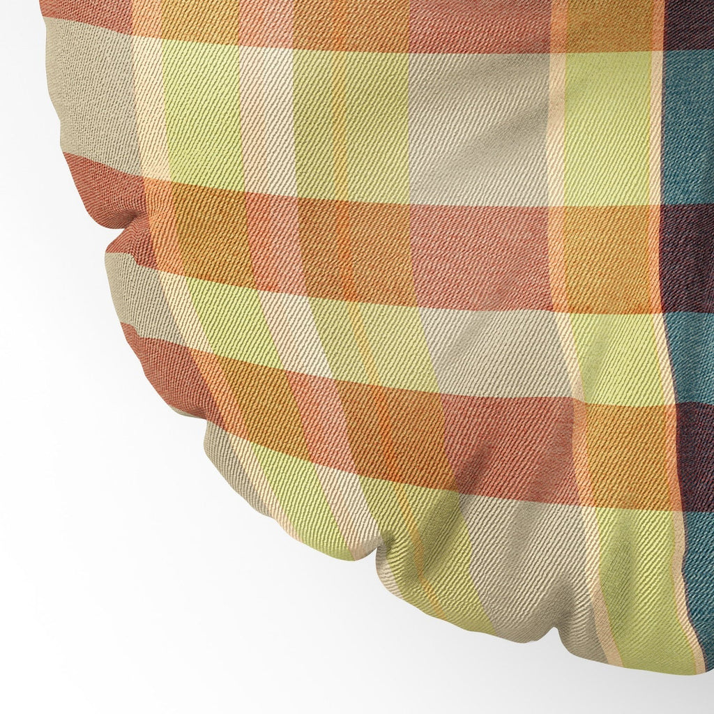 Marta Barragan Camarasa Retro Picnic Plaid Warm Tones Floor Pillow Round