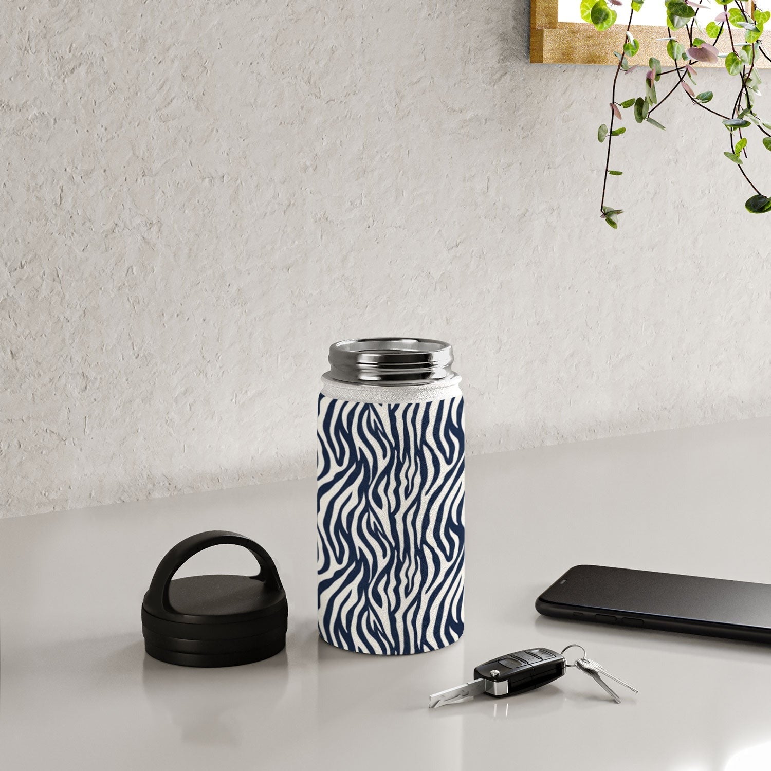 Avenie BR Navy Tiger Stripes Water Bottle