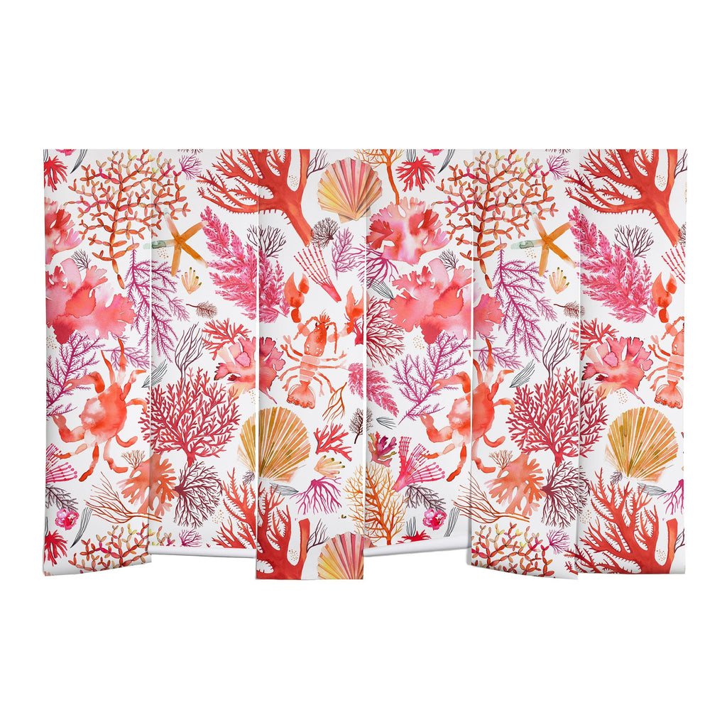 Ninola Design Botanic Retreat Coral Reef Crab Lobster Red Wall Mural