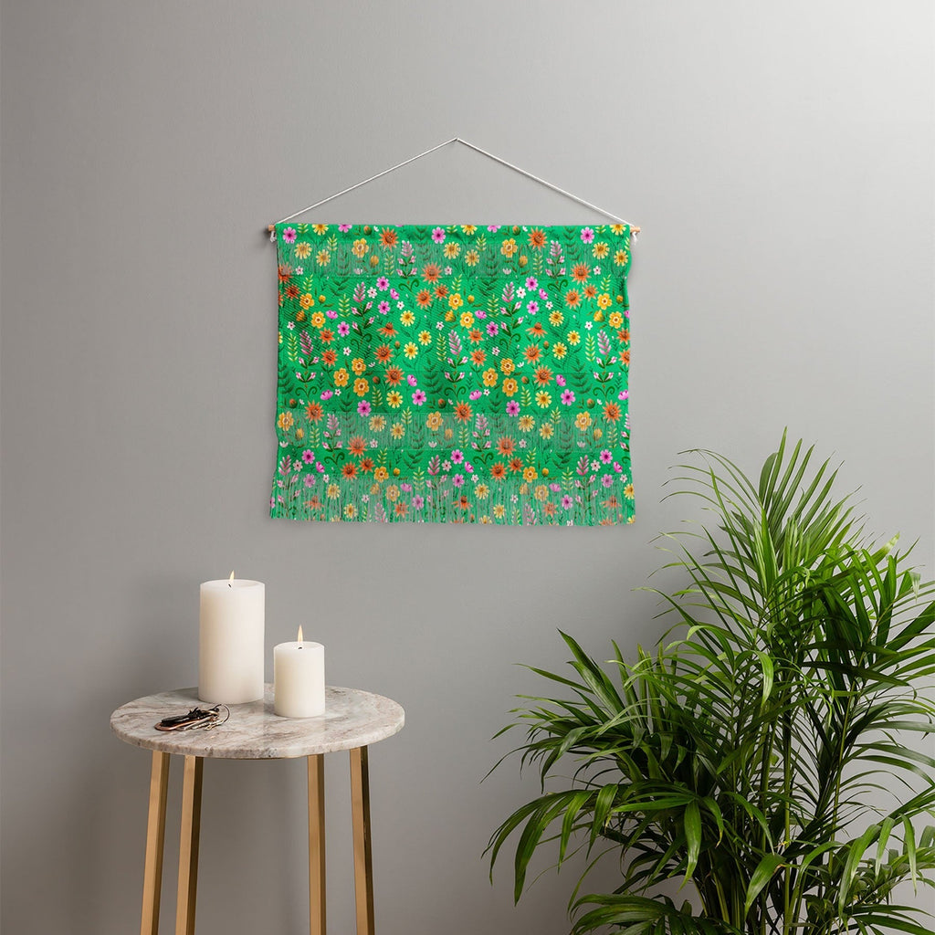 Pimlada Phuapradit Ditsy Spring Floral Green Wall Hanging Landscape