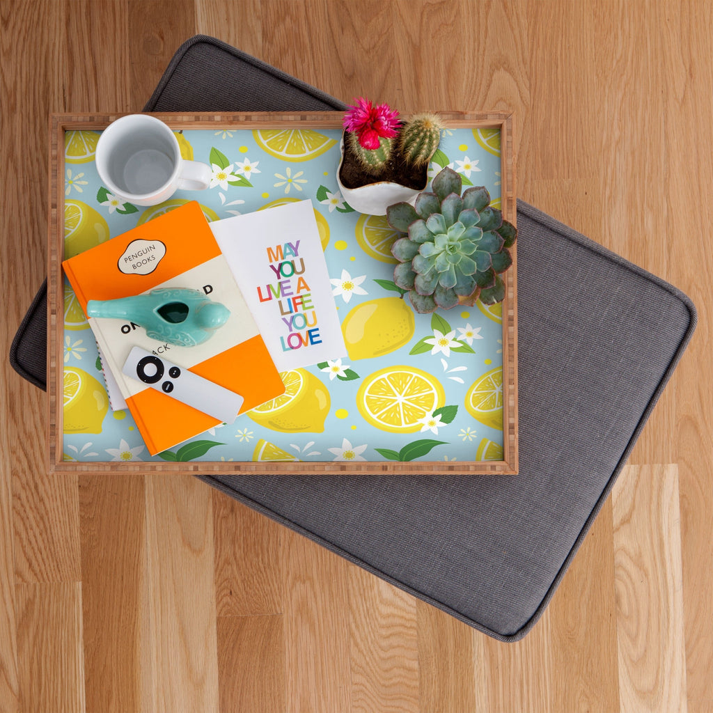 Design by Spark Lemony Fresh Florals Rectangular Tray