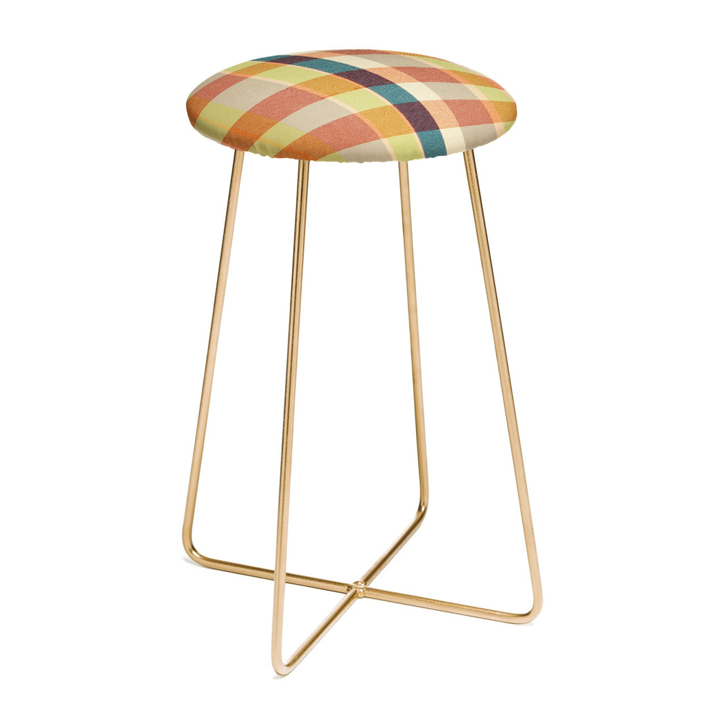 Marta Barragan Camarasa Retro Picnic Plaid Warm Tones Counter Stool