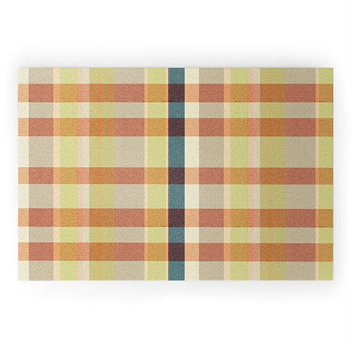 Marta Barragan Camarasa Retro Picnic Plaid Warm Tones Welcome Mat
