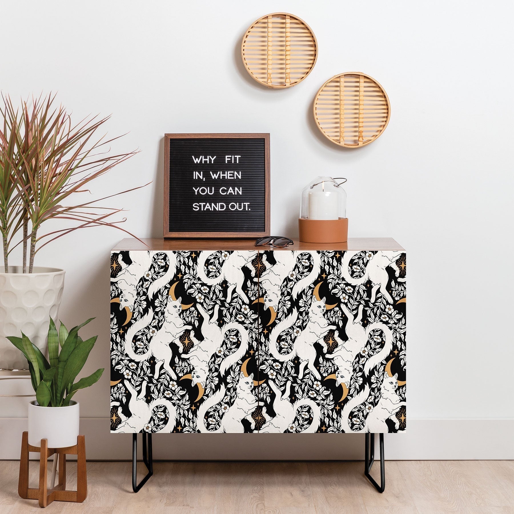 Avenie Celestial Cats Gold Credenza