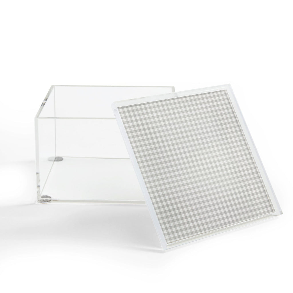 Colour Poems Gingham Plaid Pattern Cloud White Acrylic Box