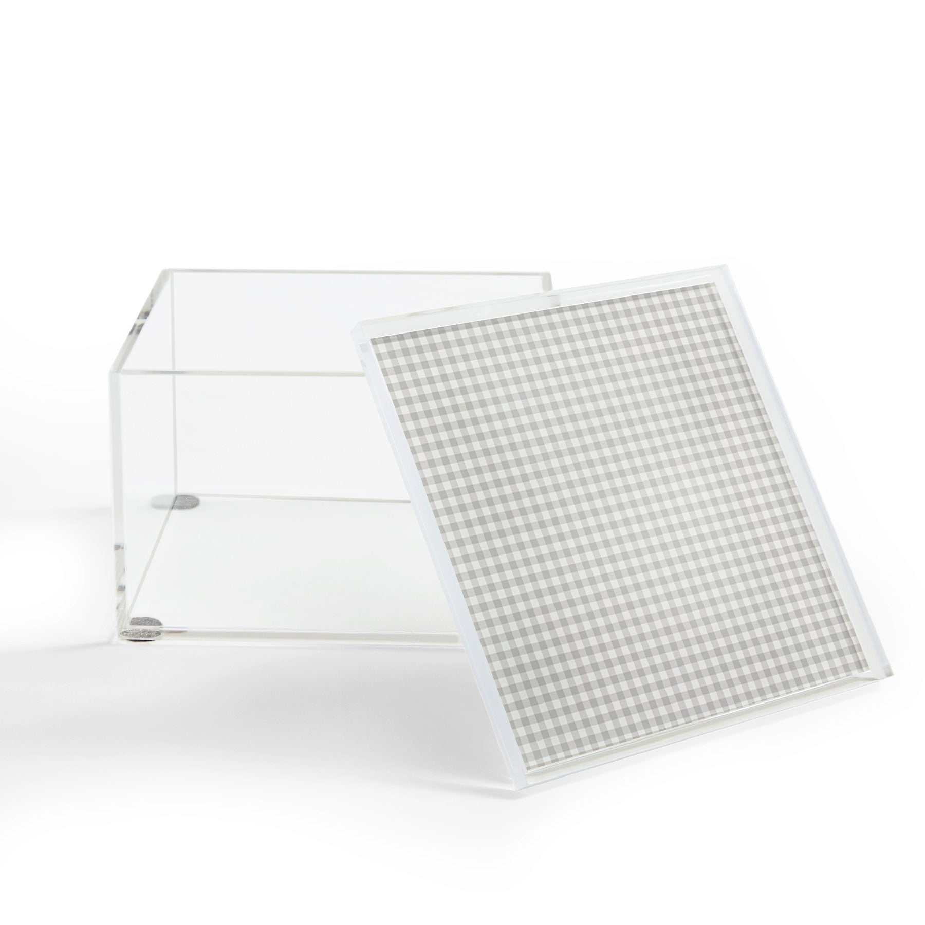 Colour Poems Gingham Plaid Pattern Cloud White Acrylic Box