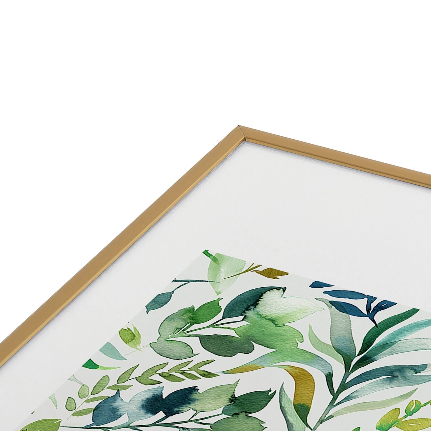 Ninola Design Botanic Retreat Loose Botanical Leaves Watercolor Green Metal Framed Art Print