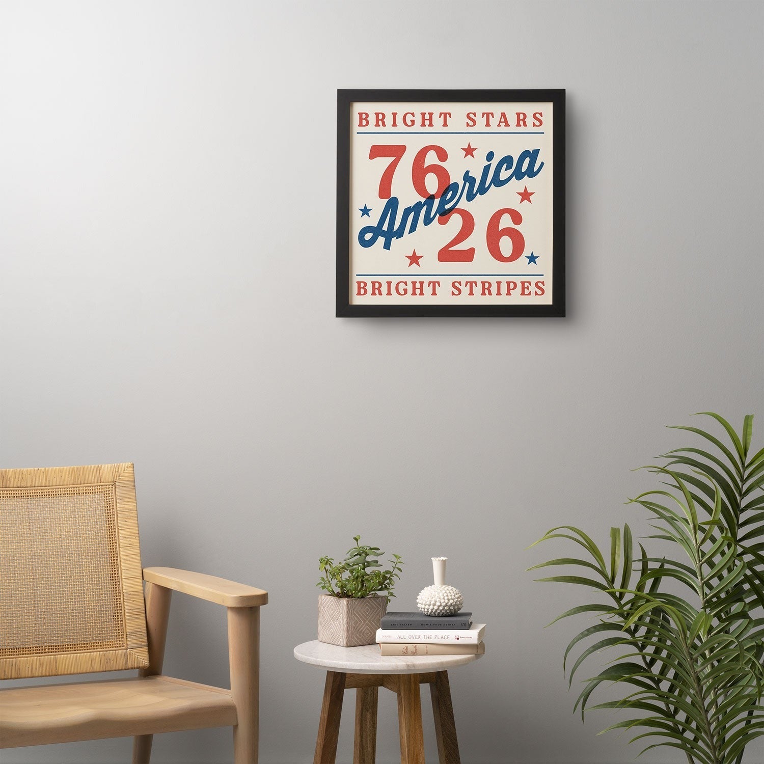 DENY Designs Bright Stars Bright Stripes Framed Wall Art