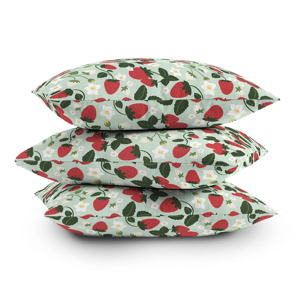 Design by Spark Strawberry Florals Fields Throw Pillow