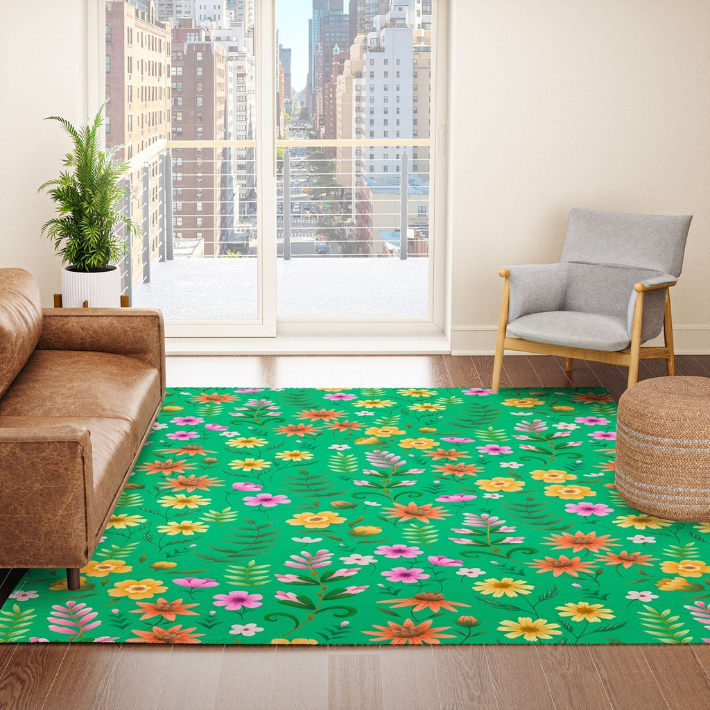 Pimlada Phuapradit Ditsy Spring Floral Green Area Rug