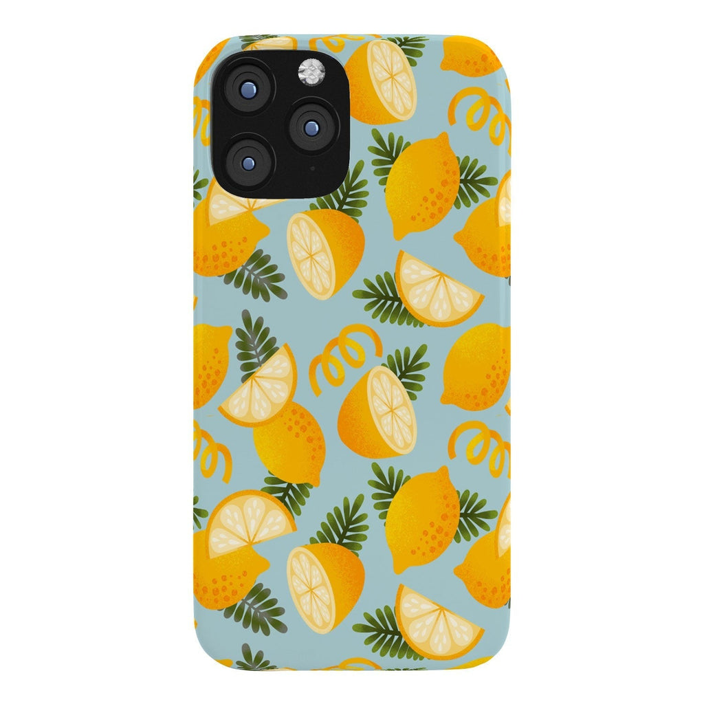 Jessica Molina Lemon Pattern on Sky Blue Phone Case