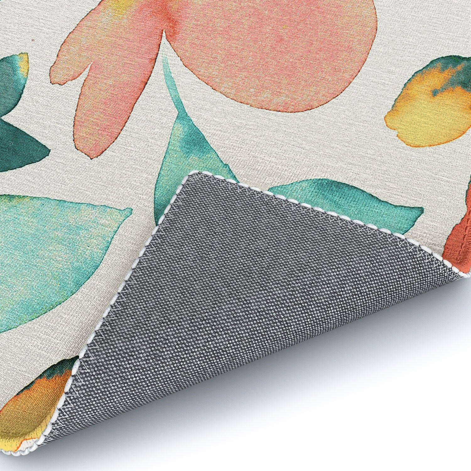 Ninola Design Botanic Retreat Tropical Whimsical Flowers Coral Green Area Rug