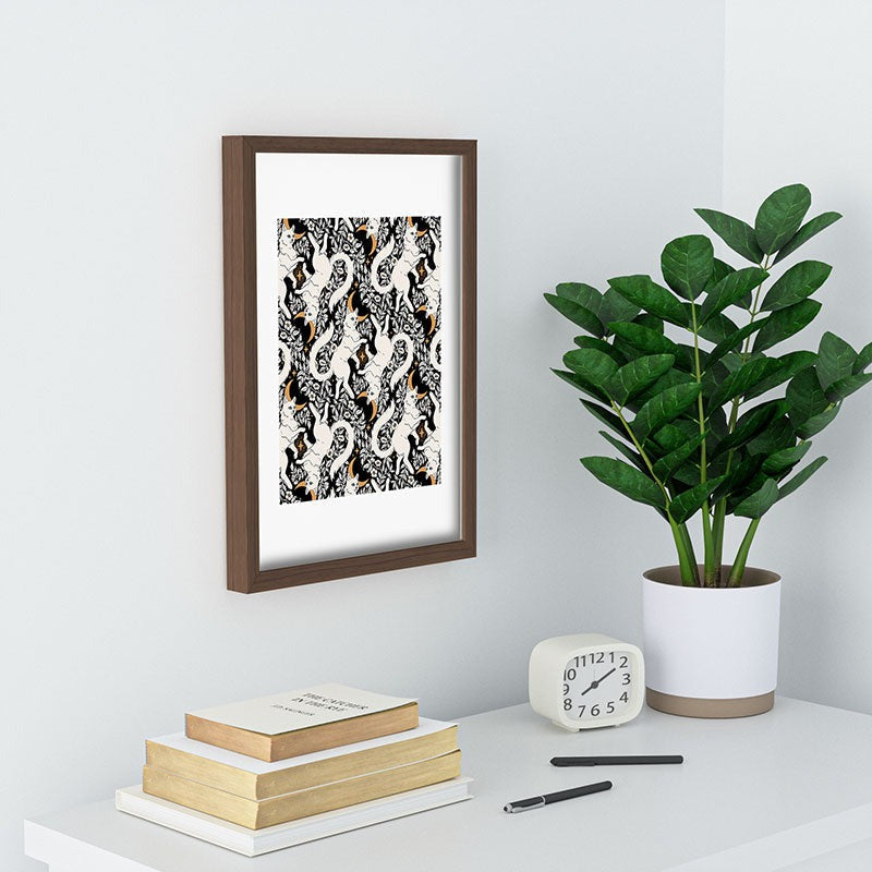 Avenie Celestial Cats Gold Recessed Framing Rectangle