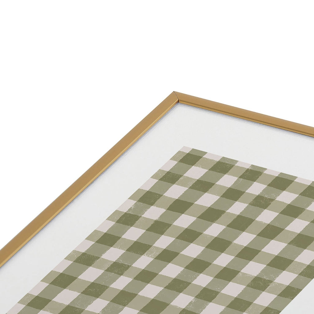 Menina Lisboa Rustic Green Plaid Metal Framed Art Print
