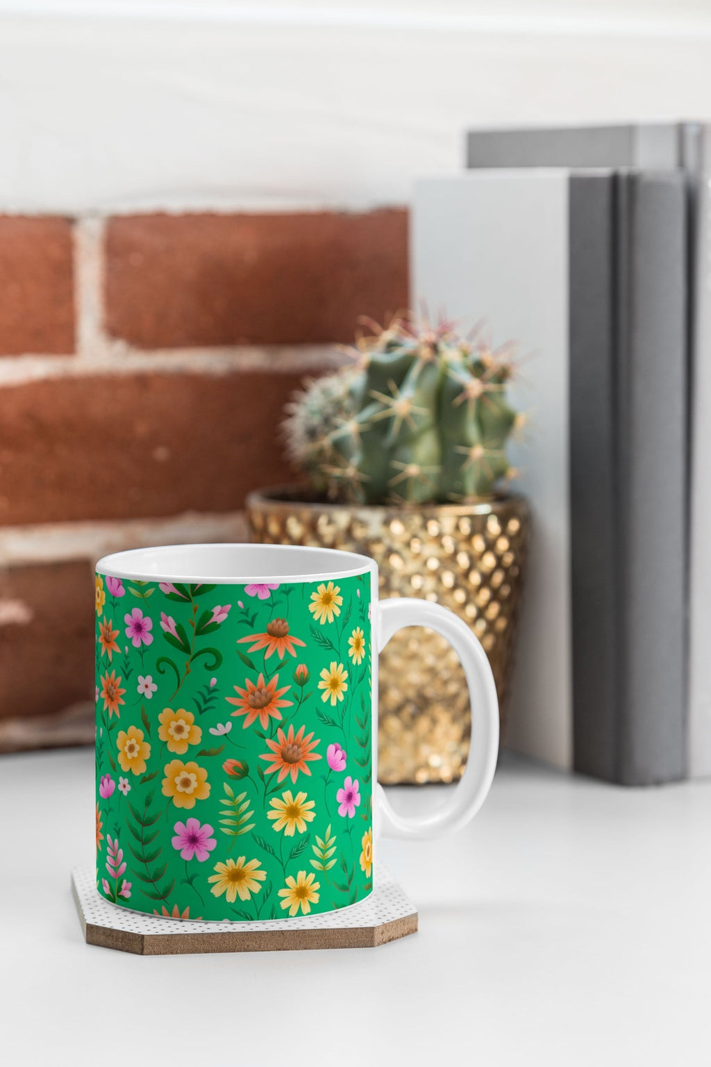 Pimlada Phuapradit Ditsy Spring Floral Green Coffee Mug