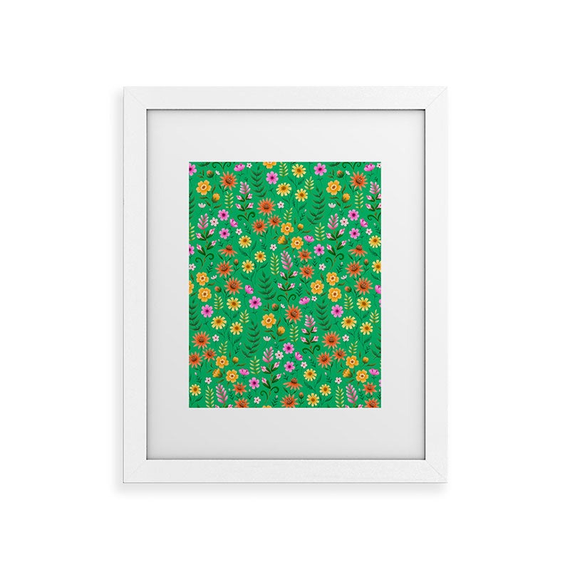 Pimlada Phuapradit Ditsy Spring Floral Green Framed Art Print