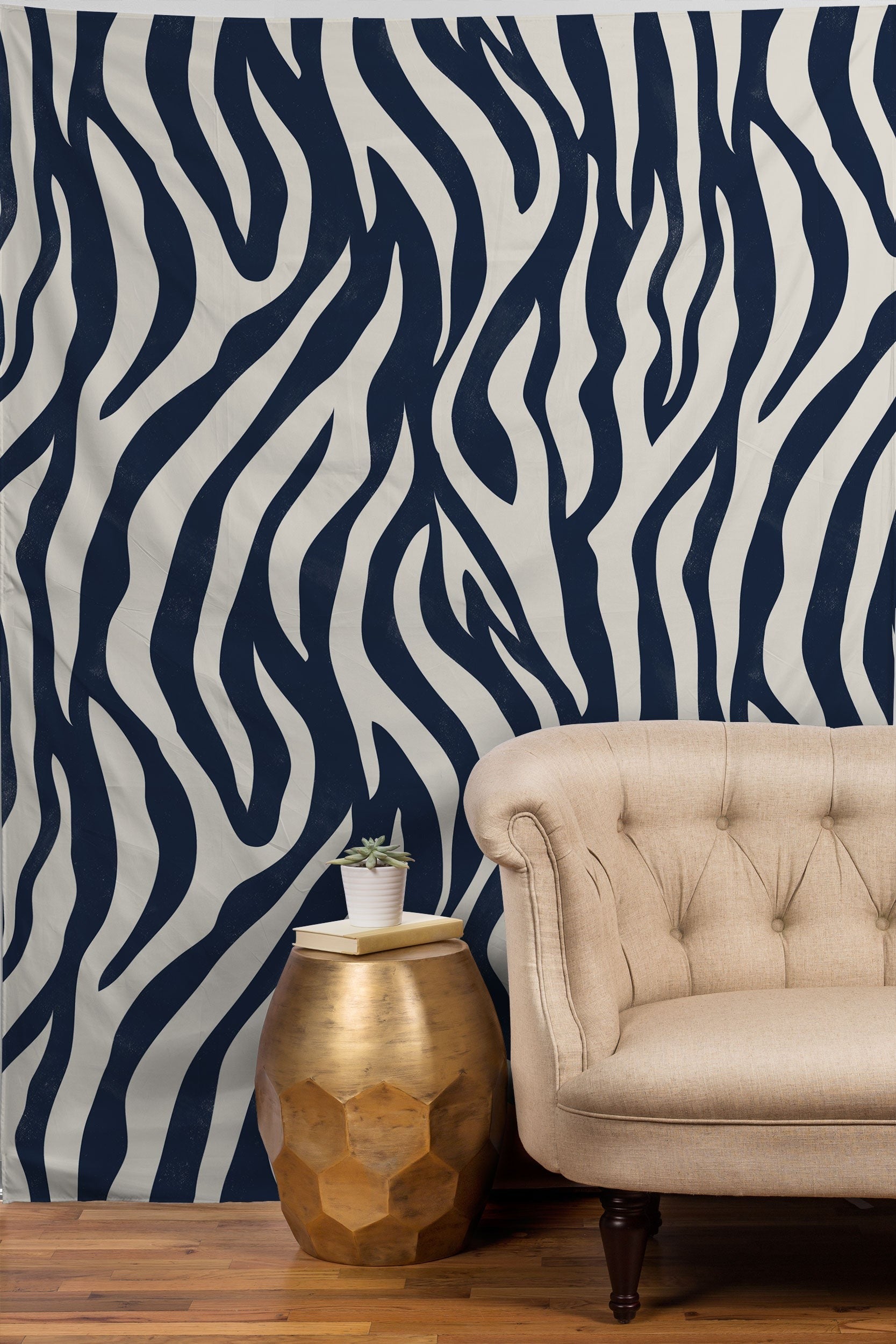 Avenie BR Navy Tiger Stripes Tapestry