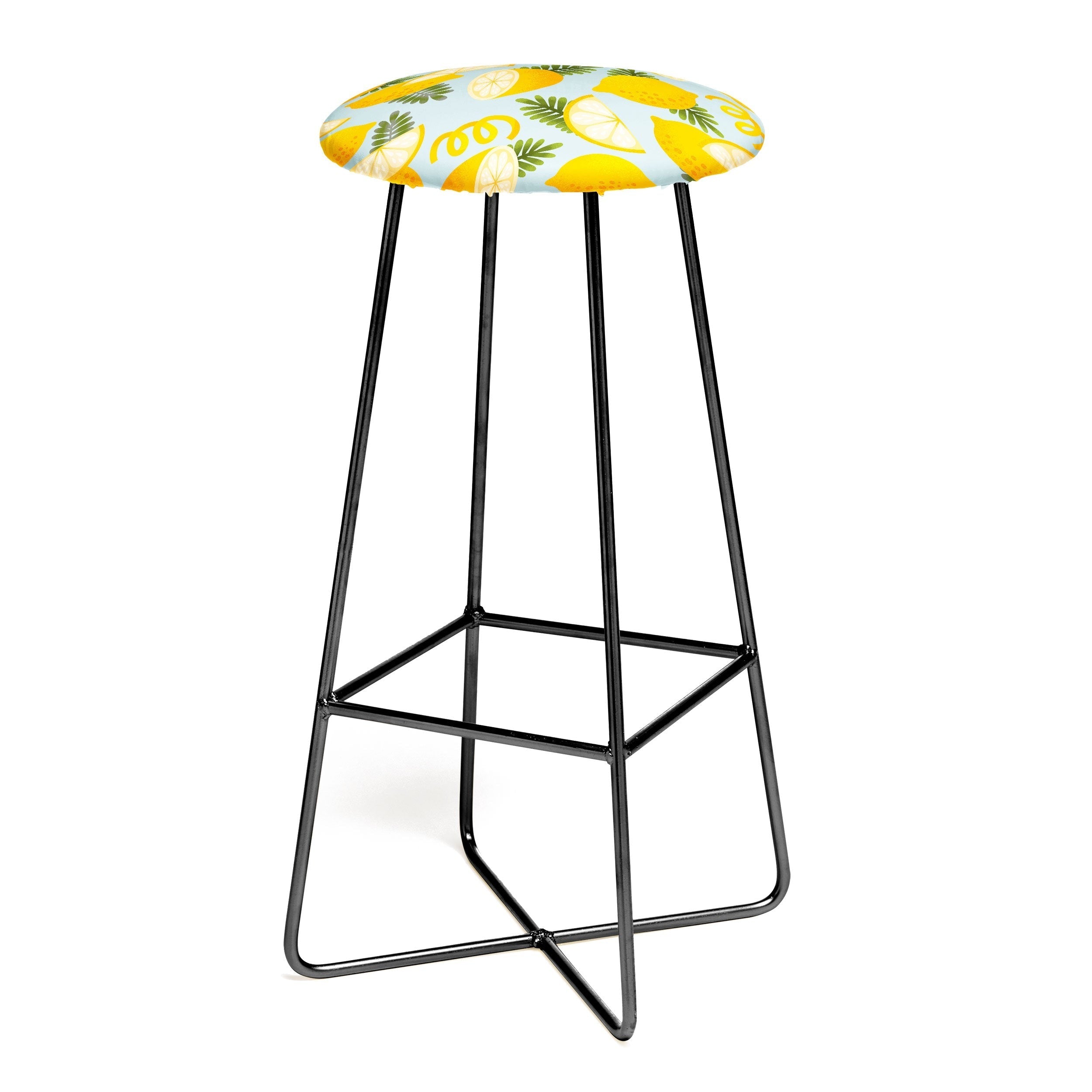 Jessica Molina Lemon Pattern on Sky Blue Bar Stool