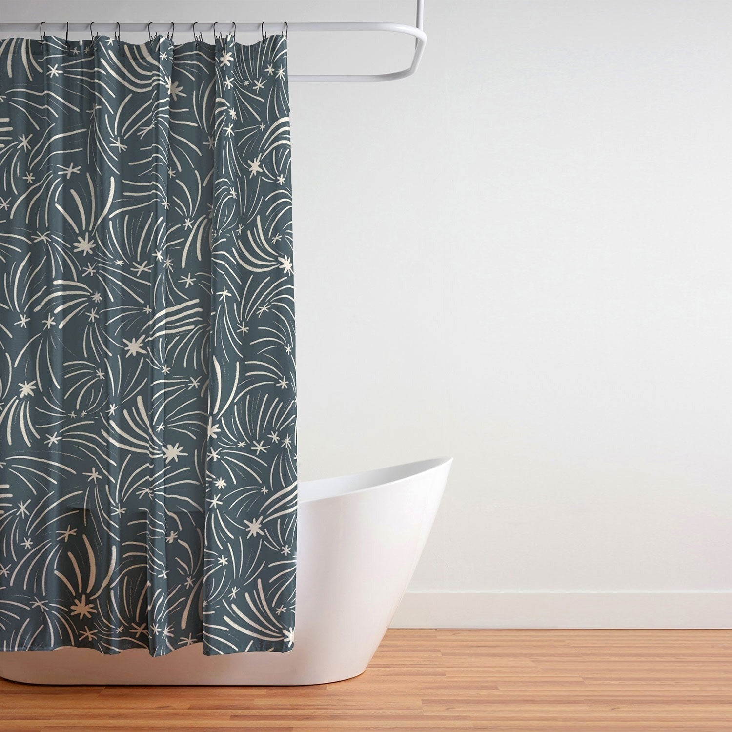 Little Om Pattern Shooting Stars blue Shower Curtain