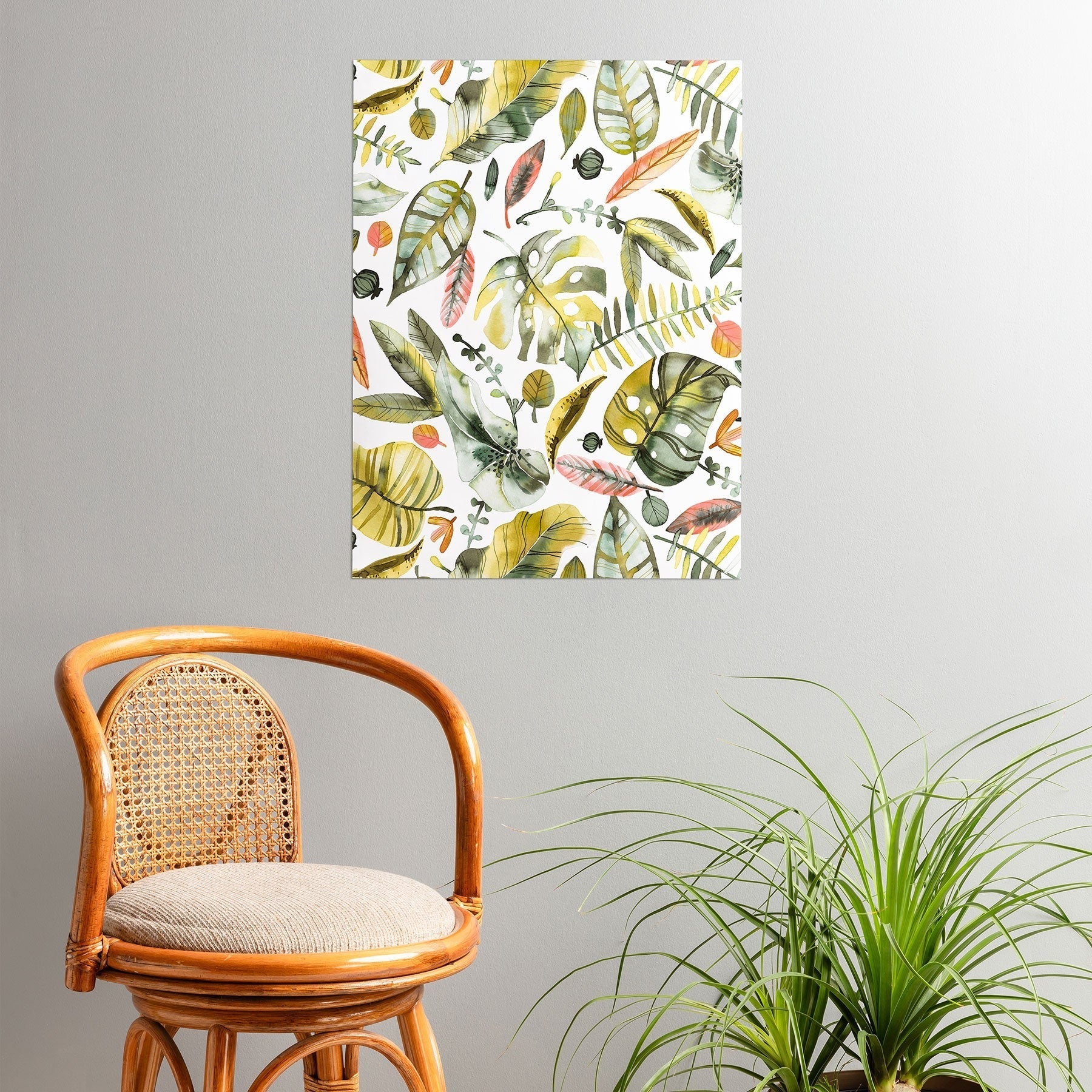 Ninola Design Botanic Retreat Tropical Jungle Leaves Botanical Green Orange Poster