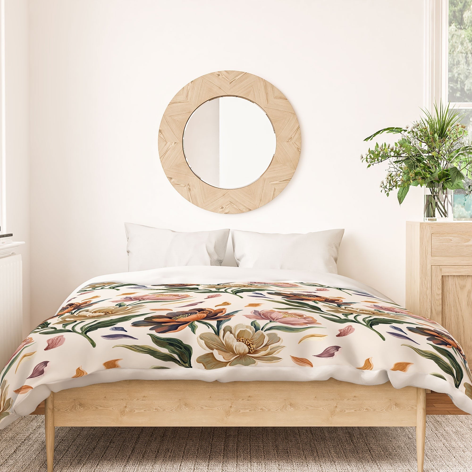 Marta Barragan Camarasa Hand Painted Peony Florals Duvet Cover