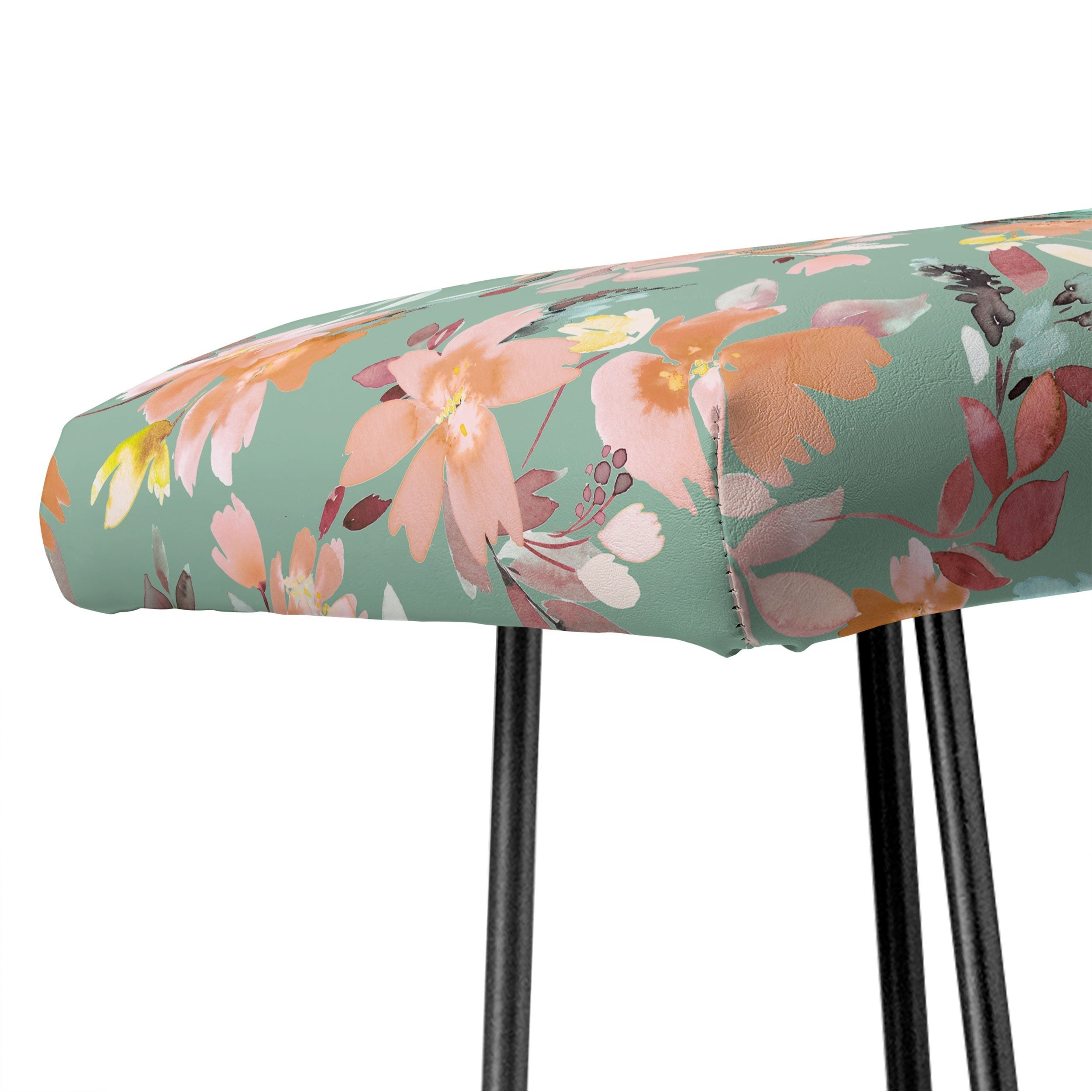 Ninola Design Botanic Retreat Floral Oleander Whimsical Teal Green Bench