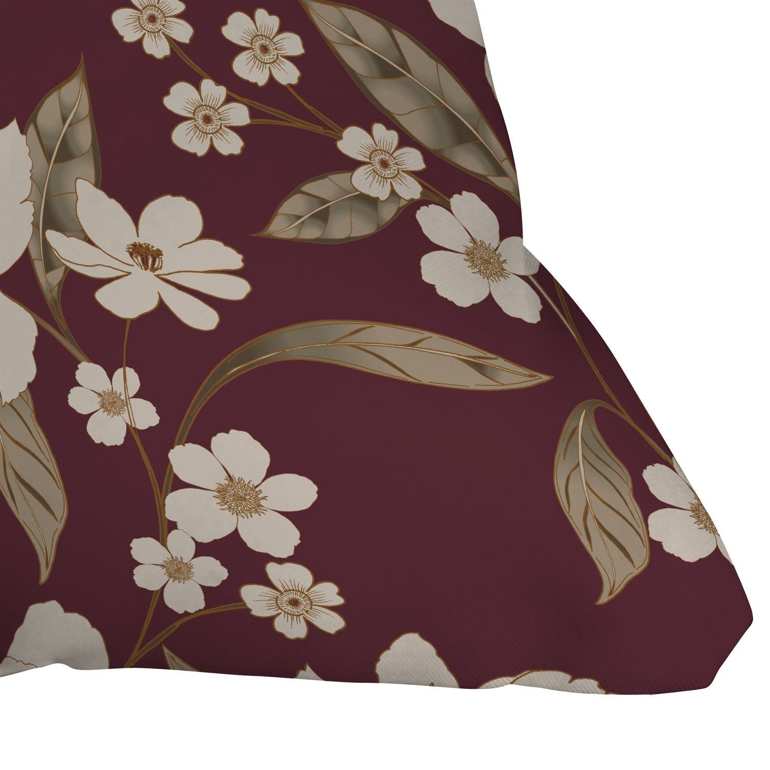 Gabriela Fuente Burgundy Floral Roberta Outdoor Throw Pillow