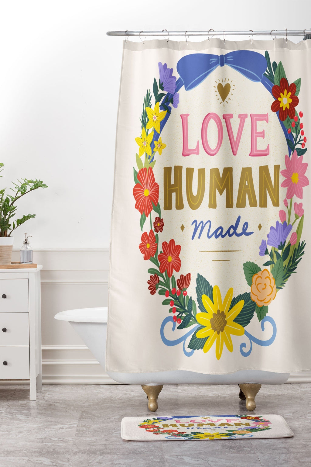 Design by Spark Love Human Made Floral Wreath Memory Foam Bath Mat