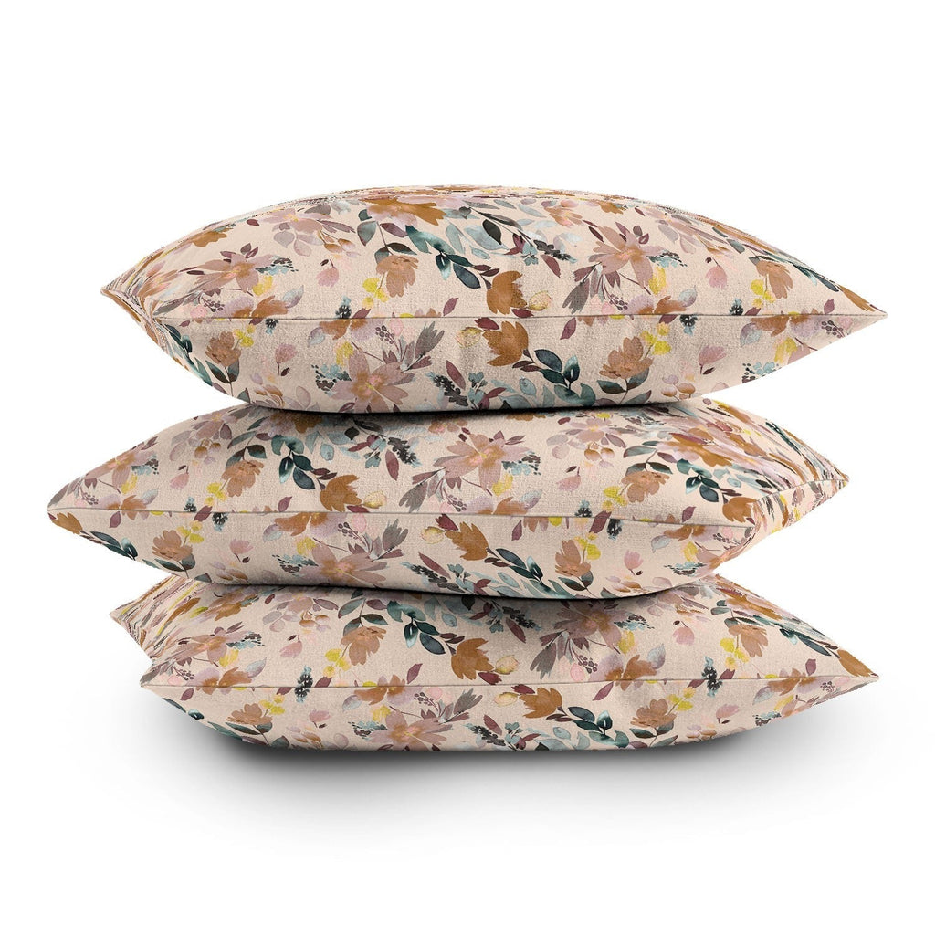Ninola Design Botanic Retreat Floral Oleander Whimsical Soft Pink Outdoor Throw Pillow