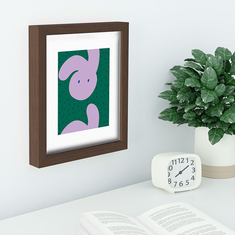 Camilla Foss Pebbles and Rabbit Recessed Framing Rectangle