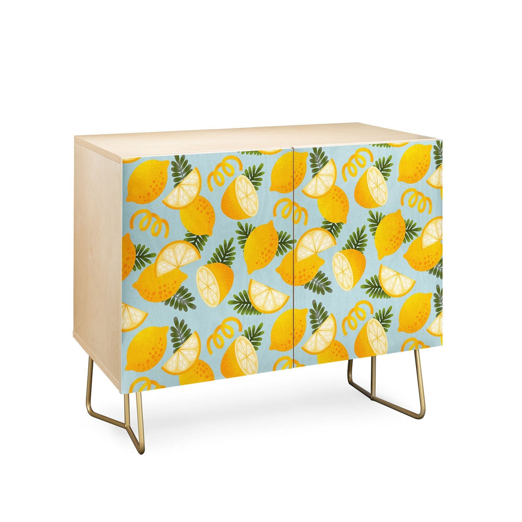 Jessica Molina Lemon Pattern on Sky Blue Credenza