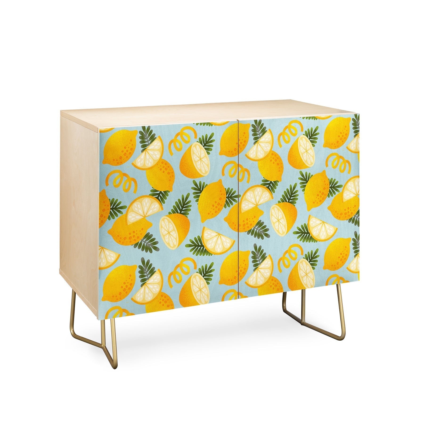 Jessica Molina Lemon Pattern on Sky Blue Credenza