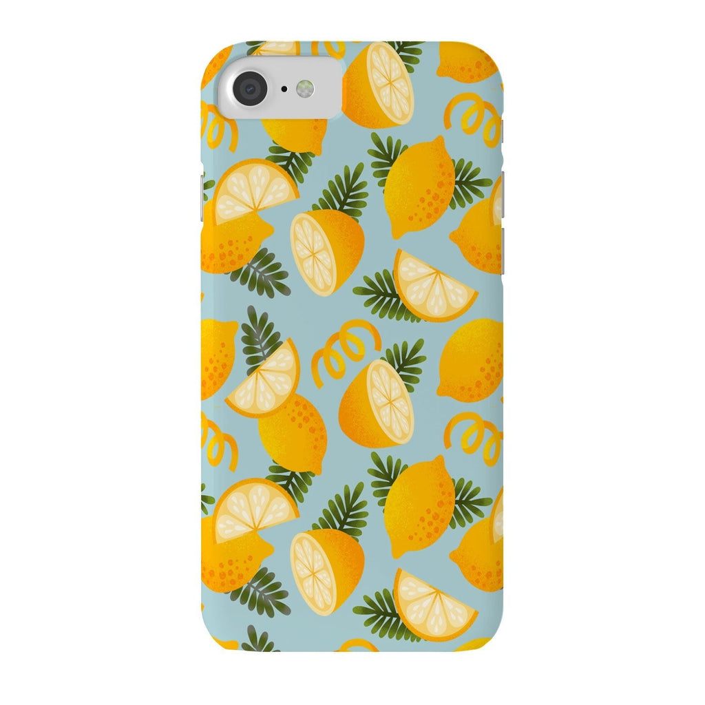 Jessica Molina Lemon Pattern on Sky Blue Phone Case