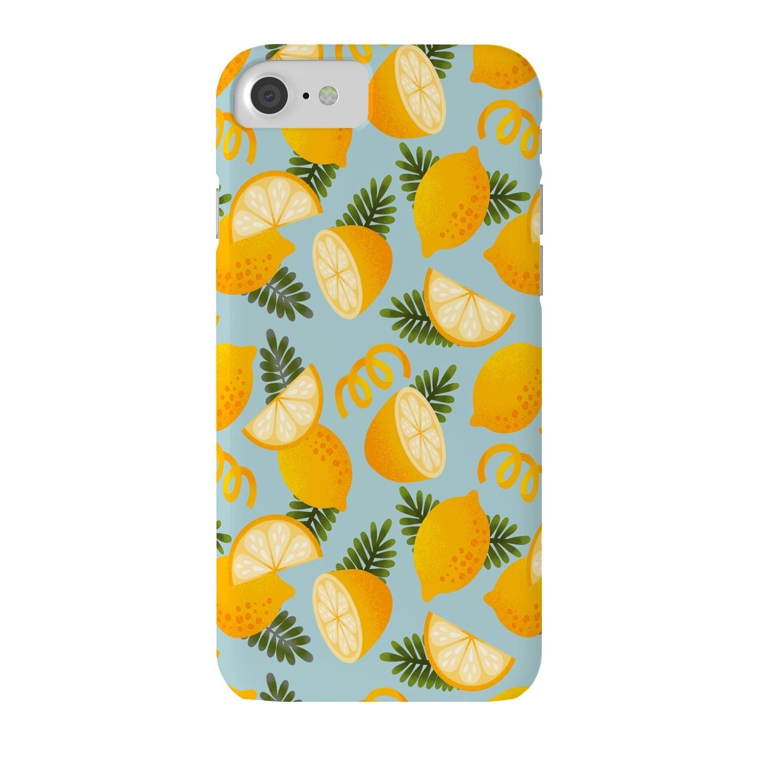 Jessica Molina Lemon Pattern on Sky Blue Phone Case