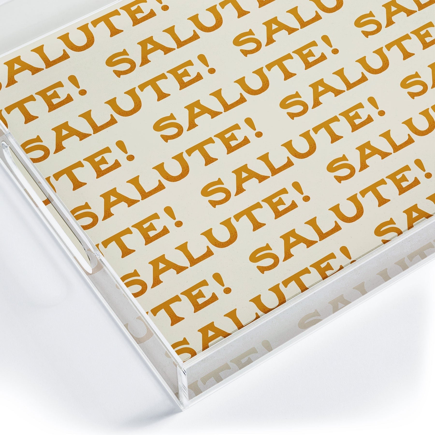 Jessica Molina Salute Gold Pattern on Cream Acrylic Tray