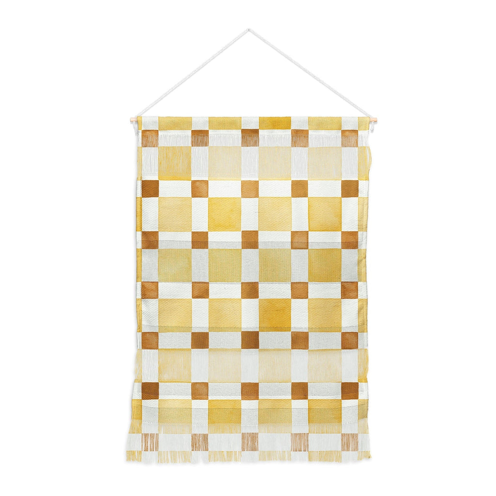 Ninola Design Everyday Artifact Checker Mosaic Tiles Geometry Yellow Wall Hanging Portrait