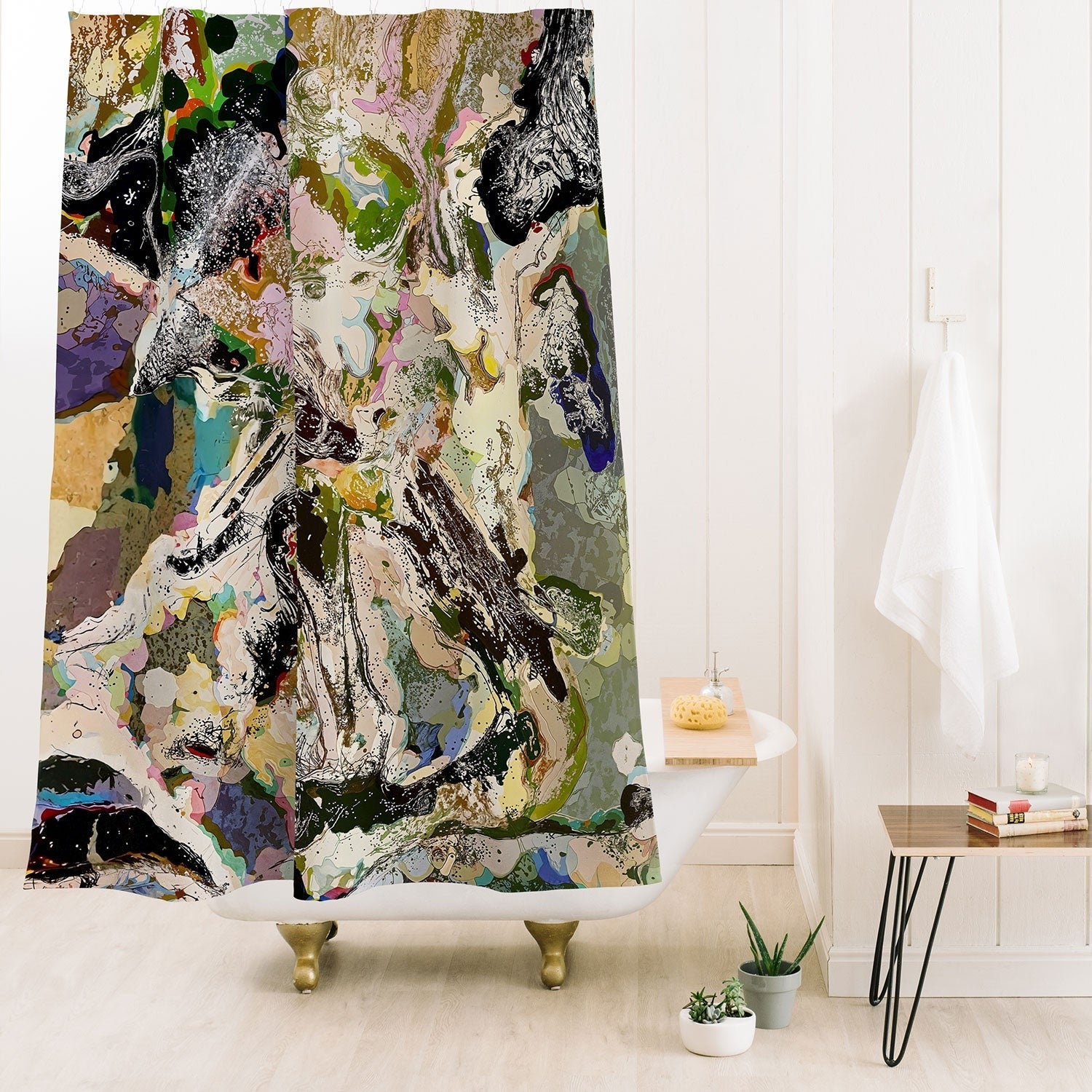 83 Oranges Echoes Beneath the Surface Shower Curtain