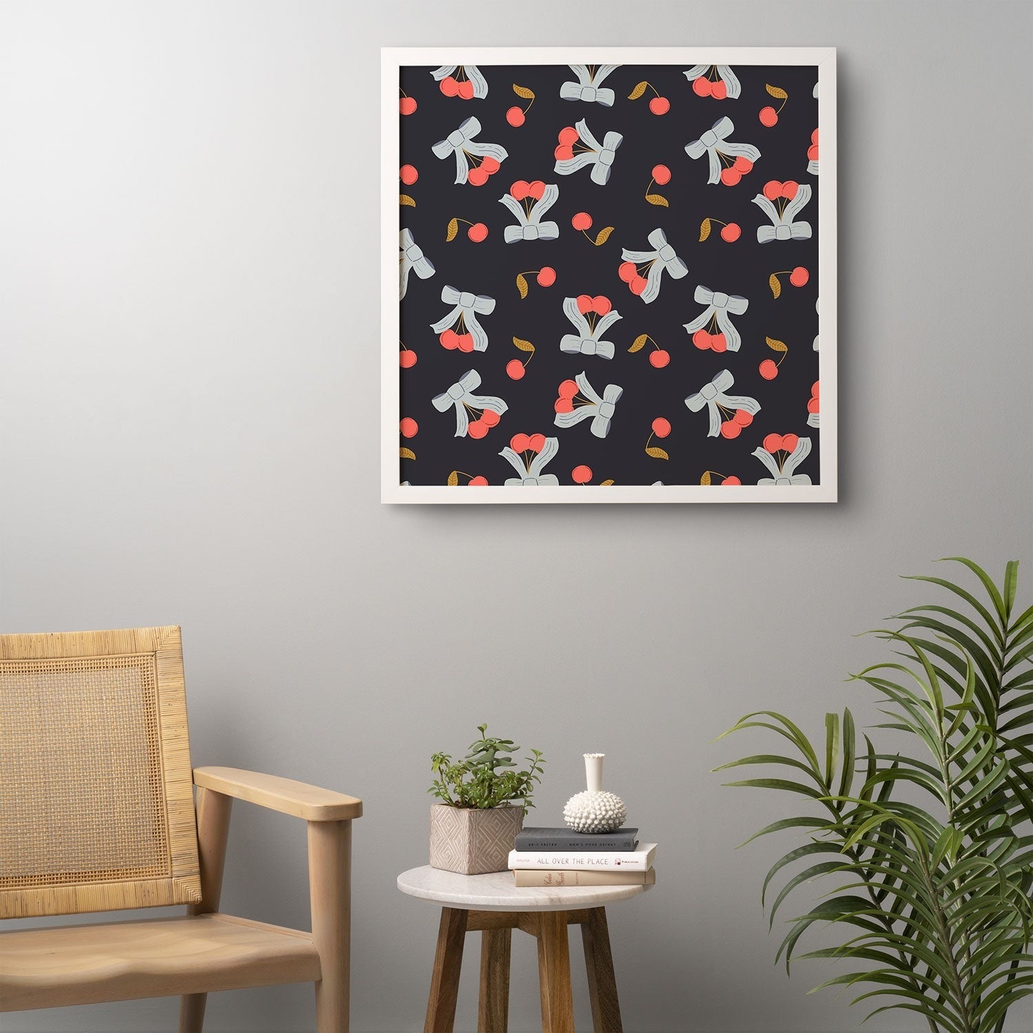 Jennifer Labre Cherries and Bows Framed Wall Art