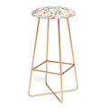 Ninola Design Botanic Retreat Tropical Whimsical Flowers Coral Green Bar Stool