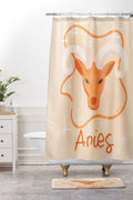 Little Om Zodiac Signs Aries Shower Curtain And Mat