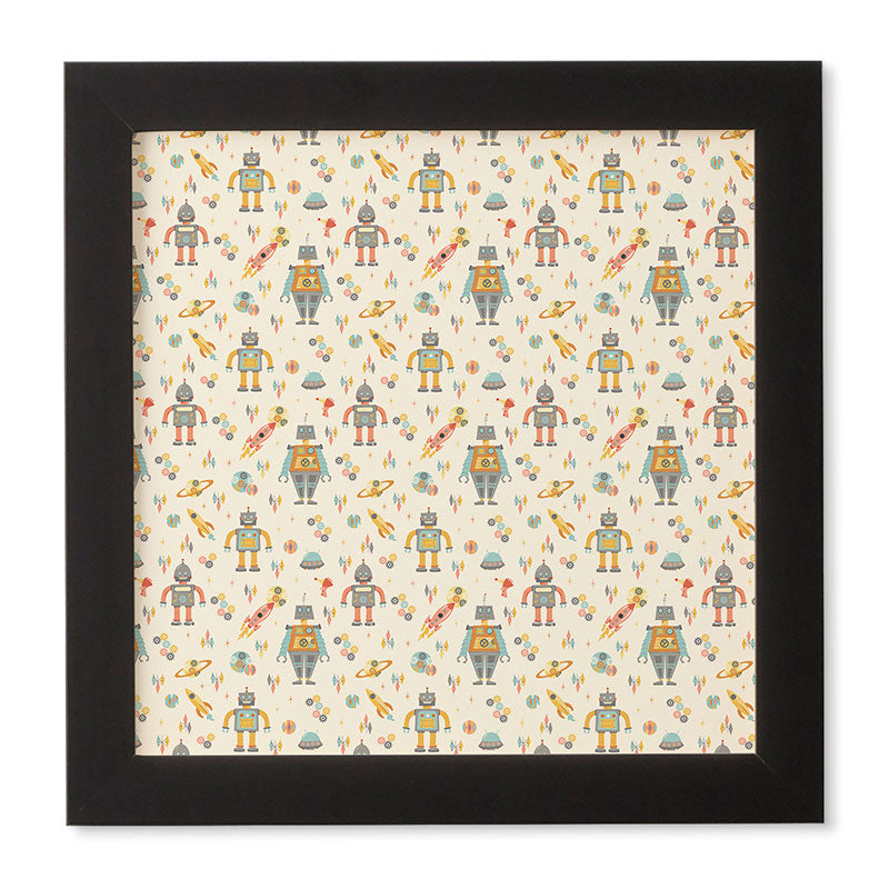Lathe & Quill Vintage Inspired Robots Framed Wall Art