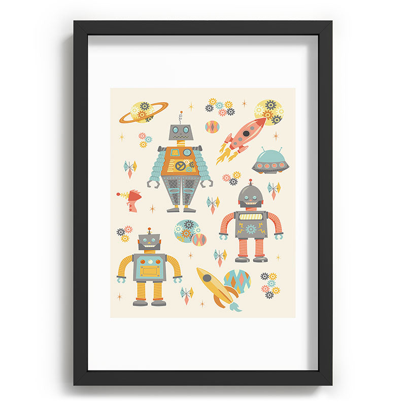 Lathe & Quill Vintage Inspired Robots Recessed Framing Rectangle