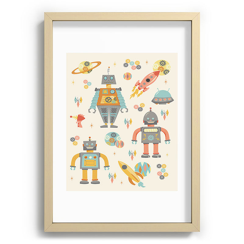 Lathe & Quill Vintage Inspired Robots Recessed Framing Rectangle