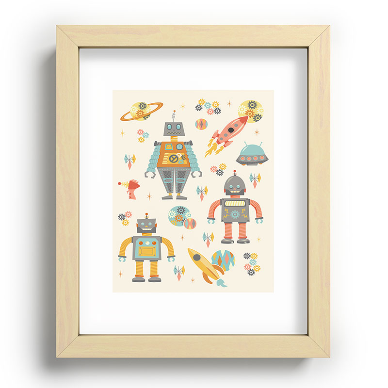 Lathe & Quill Vintage Inspired Robots Recessed Framing Rectangle