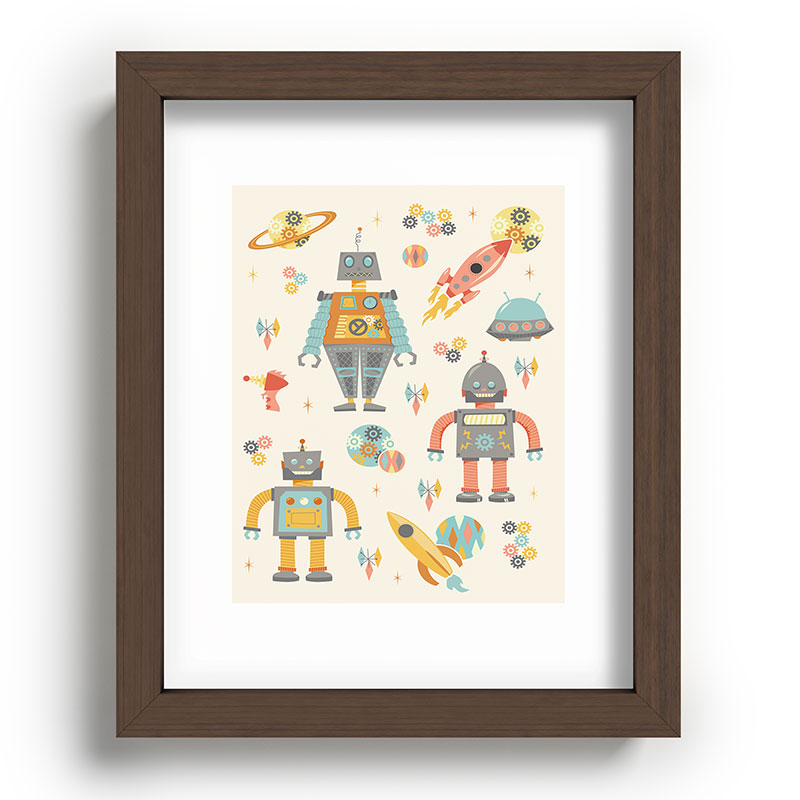 Lathe & Quill Vintage Inspired Robots Recessed Framing Rectangle