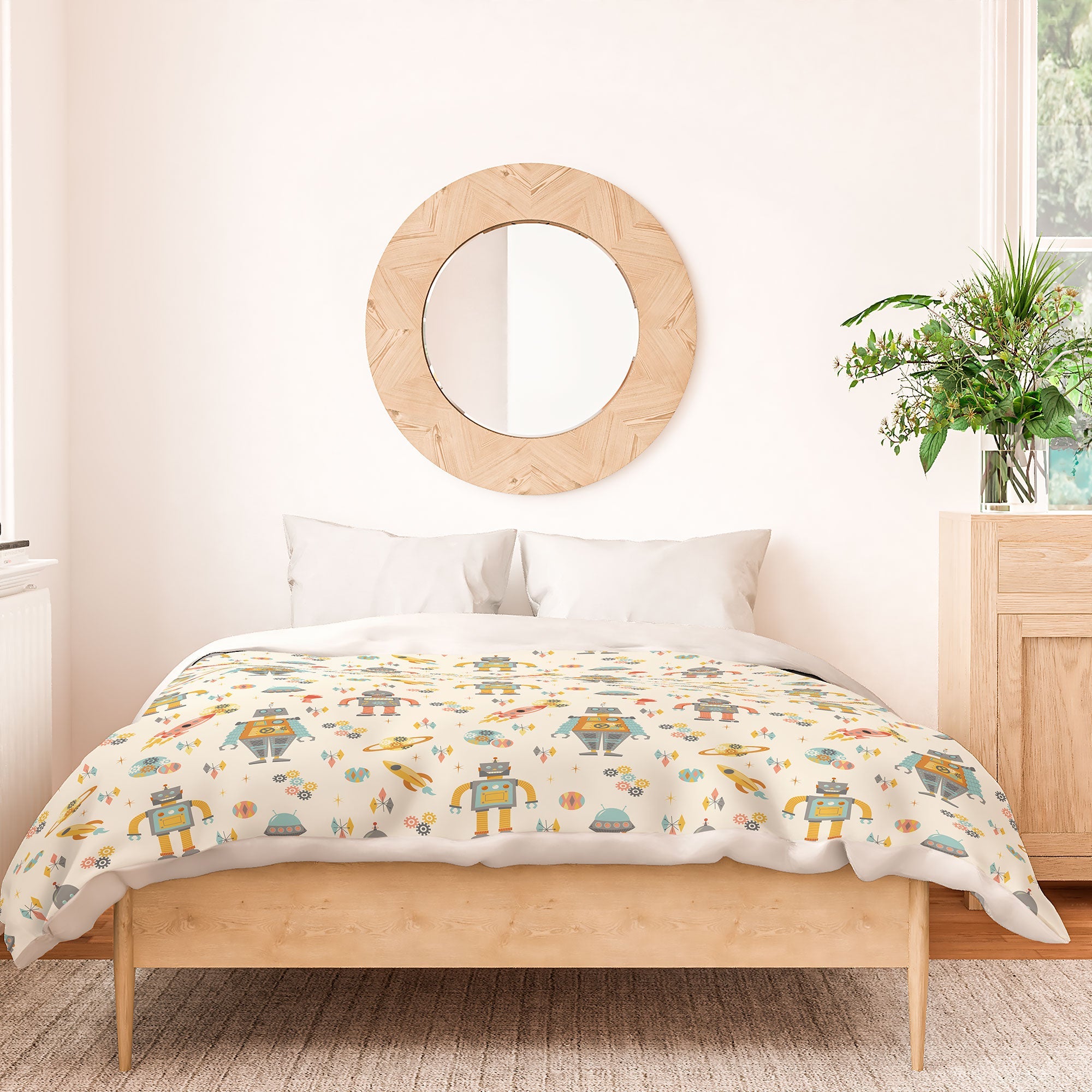 Lathe & Quill Vintage Inspired Robots Duvet Cover