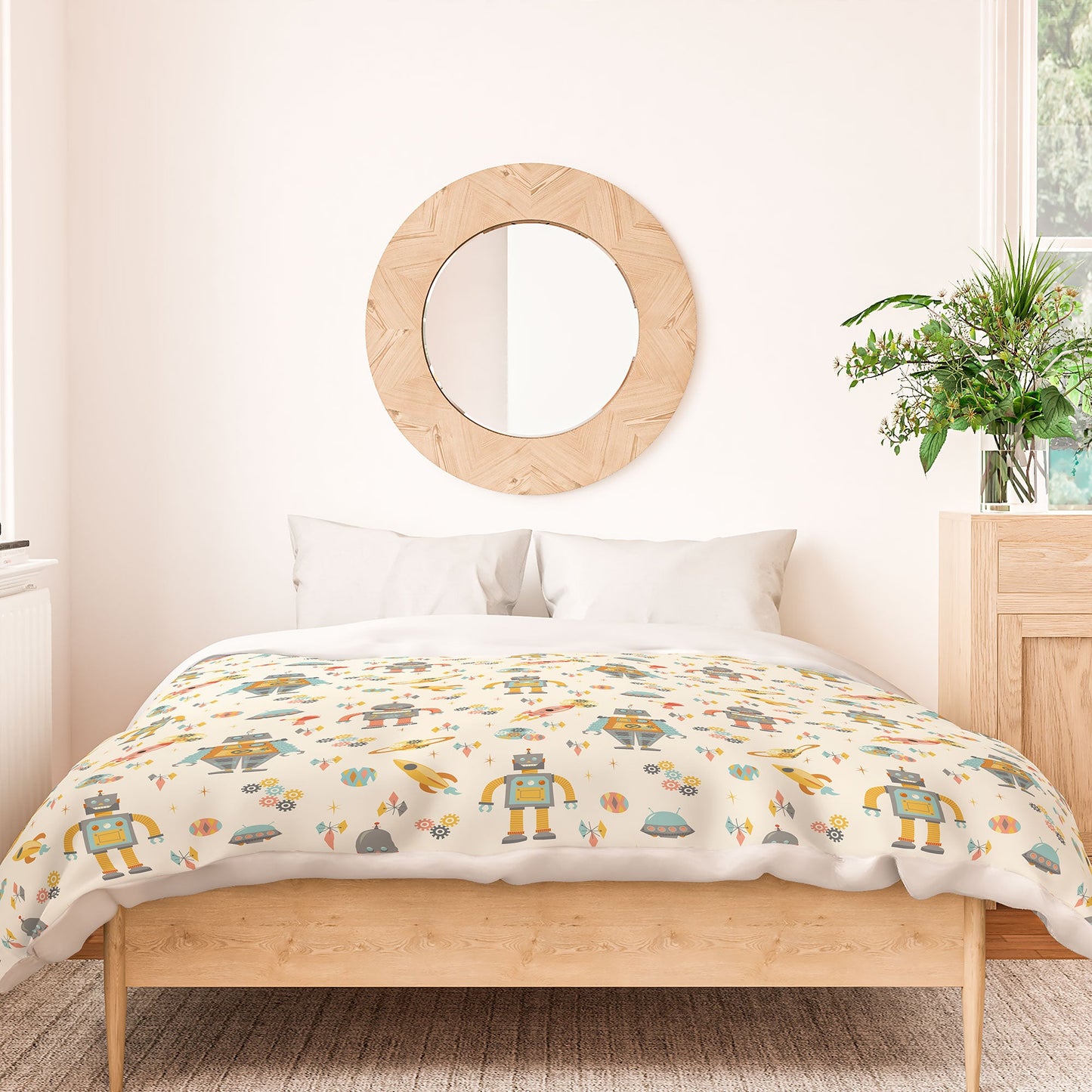 Lathe & Quill Vintage Inspired Robots Duvet Cover
