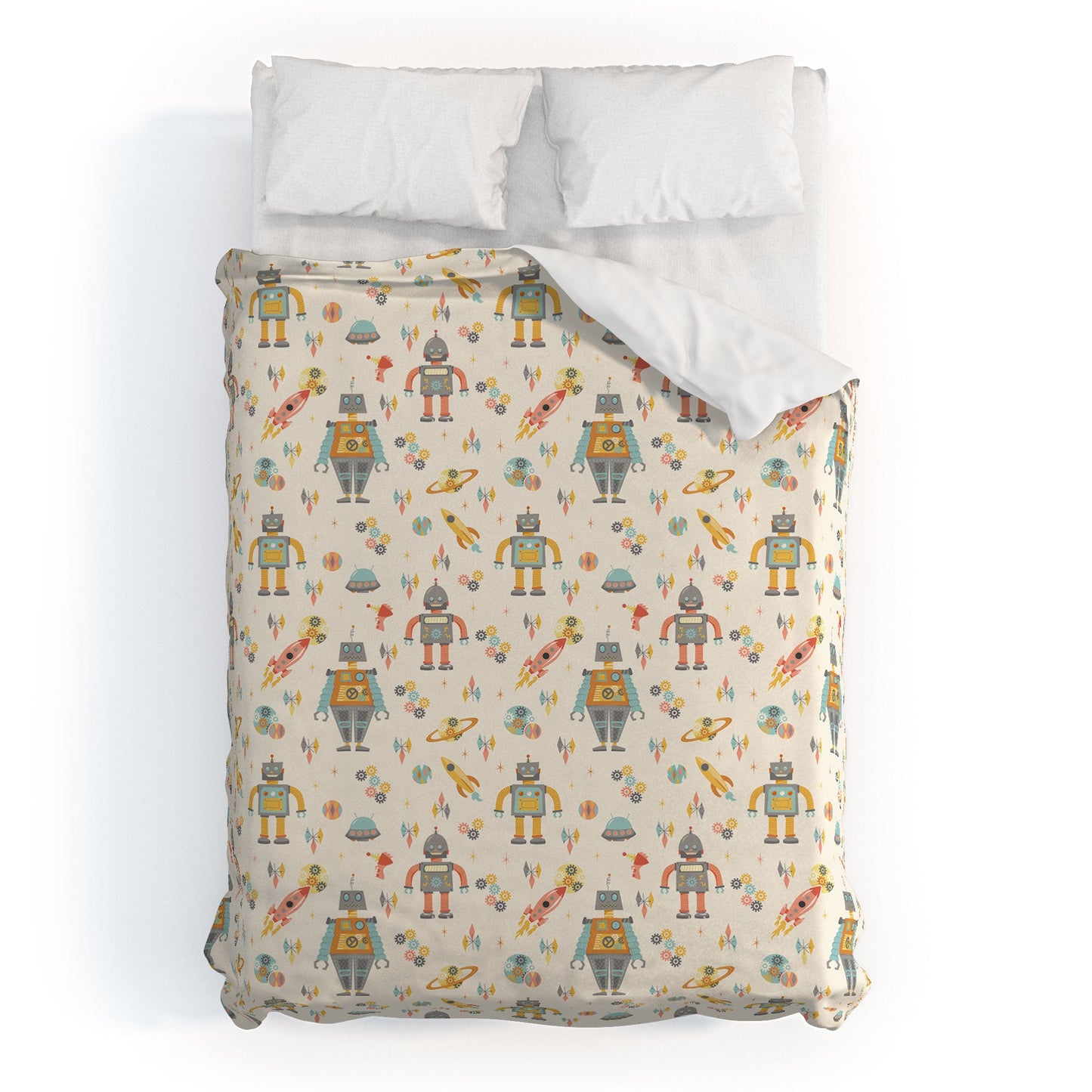 Lathe & Quill Vintage Inspired Robots Duvet Cover